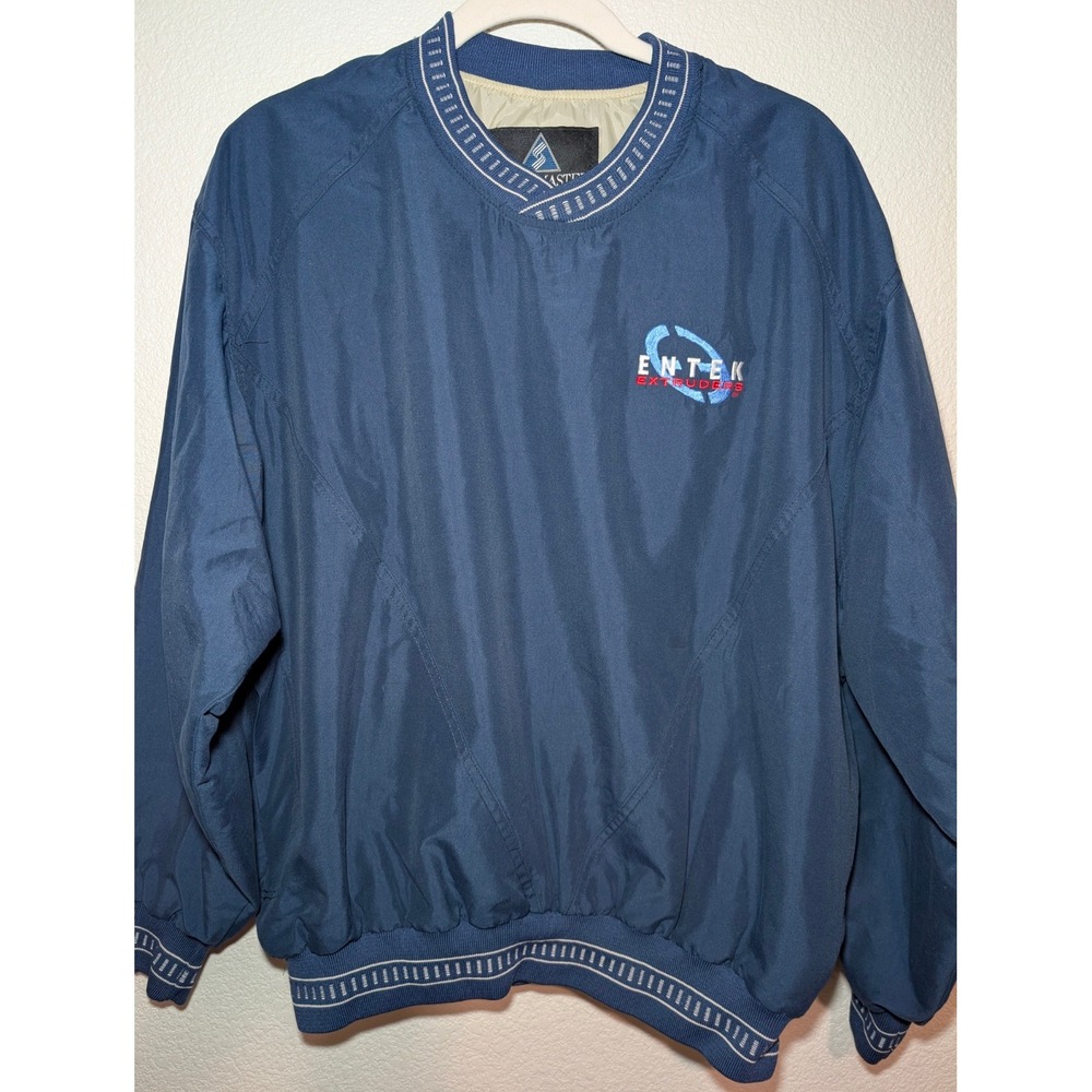 Sportsmaster Windshirt M Blue Good Vintage Entek Extruders Made in USA V-Neck